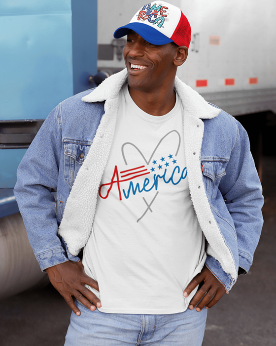 Man Wearing American Shirt